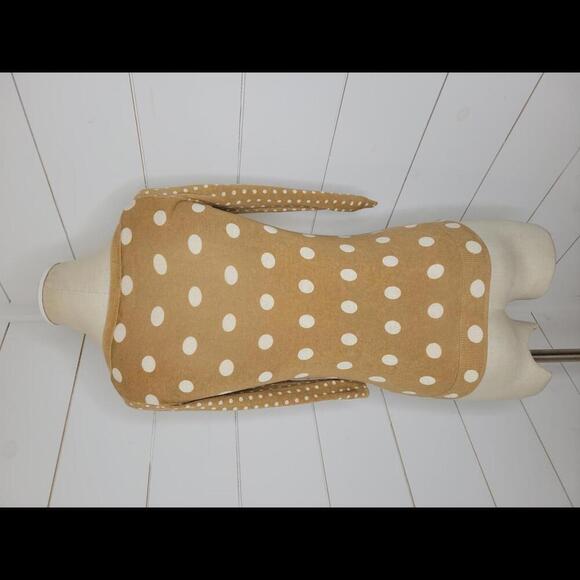 J Crew XXS Tan & white polka dots linen/cotton sweater - Picture 2 of 5